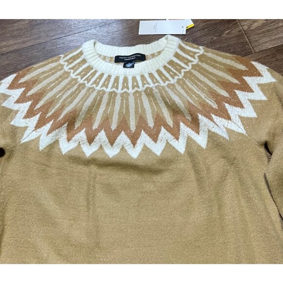 French Connection Essentials Sweater Womens Medium Fair Isle Nordic Camel Brown - Picture 3 of 9